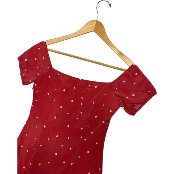 Super Down Revolve Dress Womens XS Red Heart Ruched Tie Mini Valentines Day Sexy - Picture 12 of 14